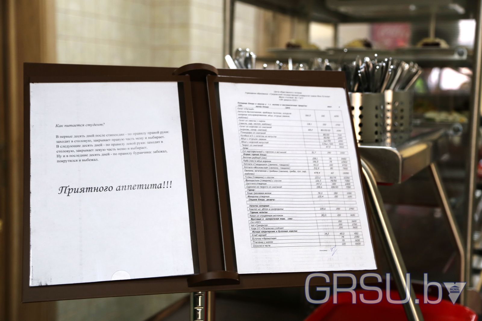 Студенты ГрГУ имени Янки Купалы могут обедать в столовых университета со скидкой